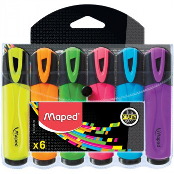 Набор текстовыделителей Maped Fluo Pep&#039;s Classic Neon, 6 цветов (MAPED 742557) Классический текстовыделитель Fluo Peps Classic. Яркий и насыщенный цвет чернил.