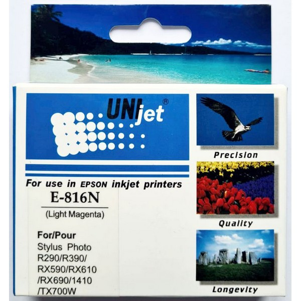 Uni Jet E-Совместимый картридж светло-пурпурный T0816/C13T11164A10 большой ёмкости для Epson Stylus Photo R270, R290, R390, RX590, RX610, RX690, 1410, TX700W (Uni Jet E-0816N) Использовать до 07/2015