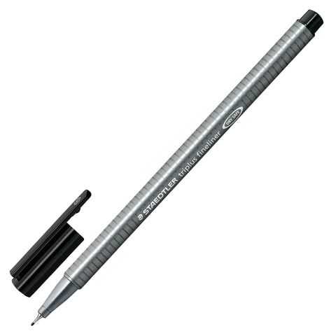 Ручка капиллярная (линер) STAEDTLER "Triplus Fineliner", ЧЕРНАЯ, трехгранная, линия письма 0,3 мм, 334-9