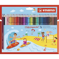 Набор цветных акварельных карандашей Stabilo Аquacolor, 36 цветов, картонный футляр, детский дизайн (STABILO 1636-6)