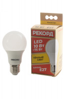 Лампа светодиодная РЕКОРД LED А60 10W Е27 3000К BL1