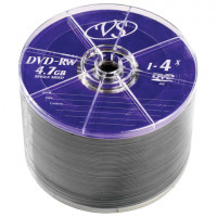 Диски DVD-RW VS 4,7 Gb 4x Bulk (термоусадка без шпиля), КОМПЛЕКТ 50 шт., VSDVDRWB5001