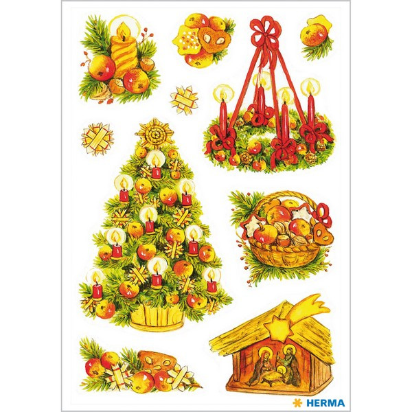 HERMA 3222 НАКЛЕЙКИ DECOR Н/ГОД ЕЛКА И СВЕЧИ