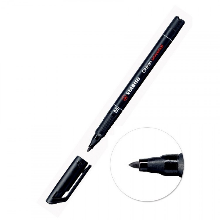 Маркерная ручка Stabilo OhPen Universal M/1 мм., перманентная, Черная (STABILO 843/46)