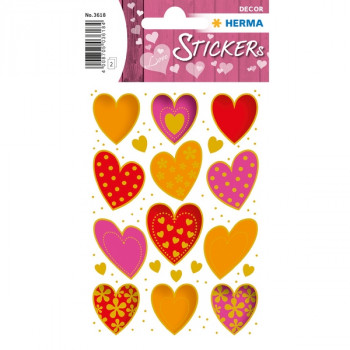 HERMA 3618 НАКЛЕЙКИ DECOR СЕРДЕЧКИ В ЦВЕТОЧЕК 