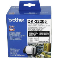 Brother DK22205 Белая бумажная клеящаяся лента Brother DK22205, ширина 62 мм (неразрезанная, рулон 30,48м)