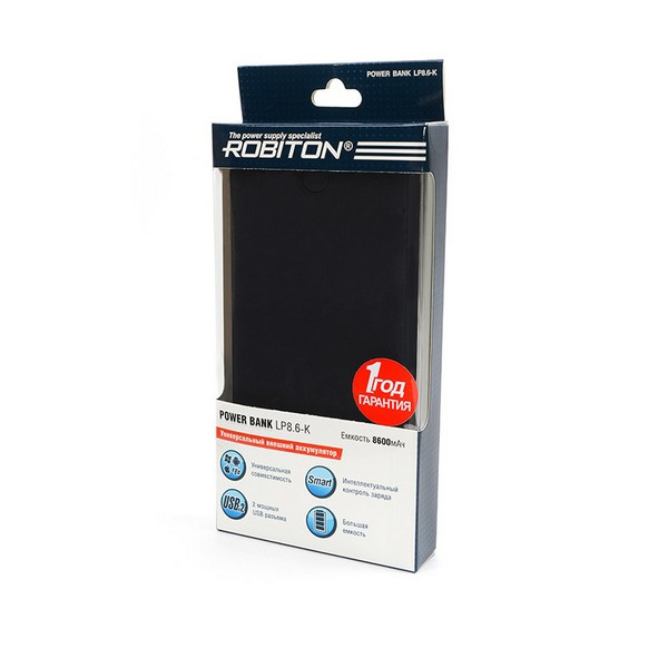 ROBITON POWER BANK LP8.6-K Soft Touch черный BL1 Универсальный внешний аккумулятор