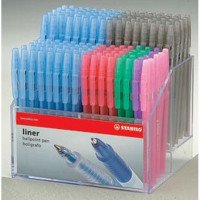 Ручка Шариковая Stabilo Liner 808  200 шт.. В Дисплее, Дымчатый Корпус, Цвет Чернил: Синий-90, Черный-50, Красный-25, Зеленый-15, Фиолетовый-10, Розовый-10 (STABILO 808FT/200)
