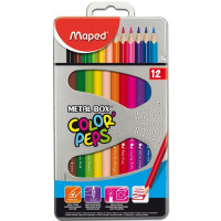Набор цветных карандашей Maped Color Peps трехгранные, 12 цветов, в металлическом пенале (Maped 832014)