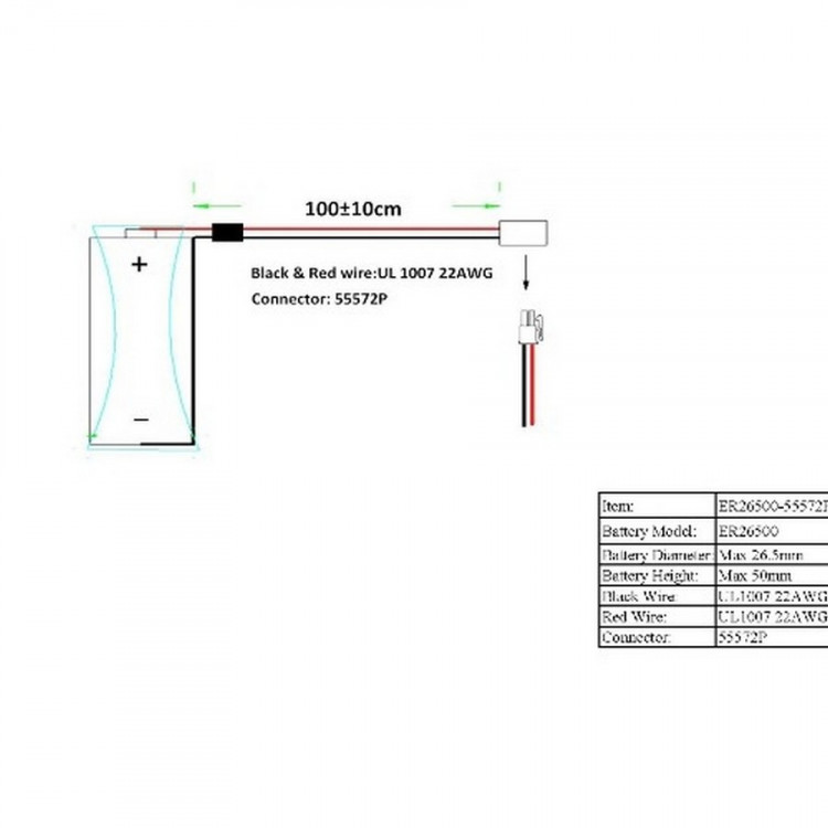 Батарейка ROBITON ER26500-55572P C с коннектором PK1