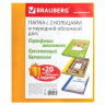 Папка для портфолио и презентаций, 2 кольца, 20 файлов, пластик, желтая, BRAUBERG, 126676