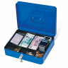 Ящик для денег, ценностей, документов, печатей, 90х240х300 мм, ключевой замок, синий, BRAUBERG, 290336
