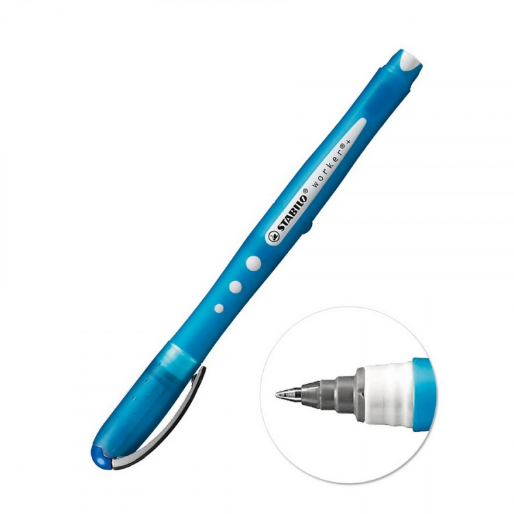 Ручка роллер Stabilo Worker+ colorful (Bionic Worker), 0,5 мм., синий корпус, цвет чернил: Синий (STABILO 2019/41)