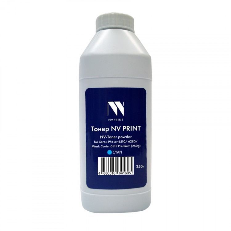NV Print NVP-XR6510-PR-250gC Тонер + девелопер для Xerox Phaser 6510, 6280, WorkCenter 6515 Premium (250г) Cyan совместимый