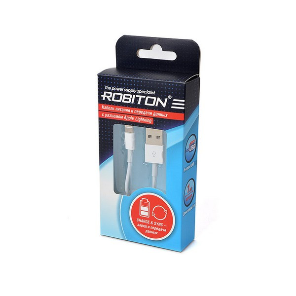 Кабель USB A - Lightning 1.0 м ROBITON Р3 AppleLightning белый