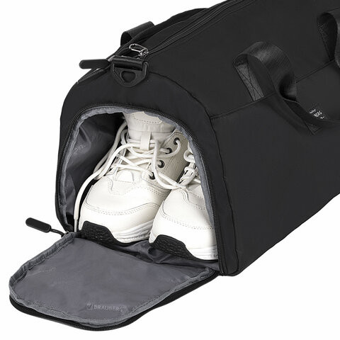 Сумка спортивная BRAUBERG MOVE PLUS с отделениями для обуви и мокрых вещей, черная, 45x21x20 см, 271690