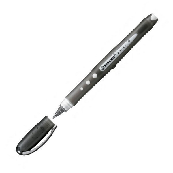 Ручка роллер Stabilo Worker+ colorful (Bionic Worker), 0,5 мм., черный корпус, цвет чернил: Черный (STABILO 2019/46)