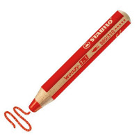Цветной карандаш Stabilo Woody, 3 в 1: цветной карандаш, акварель и восковой мелок, Красный (STABILO 880/310)