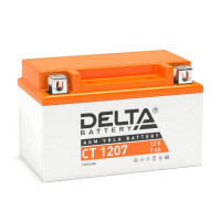 Energon Delta CT 1207 Мото аккумулятор DELTA CT 1207 (12В / 7Ач, Тип: AGM, Клемма: Болт + гайка Ø 6 мм, ДхШхВ: 150х86х94, срок службы: 5 лет, Гарантия: 1г, вес: 2,46кг)