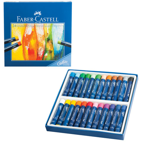 Пастель масляная художественная FABER-CASTELL "Oil Pastels", 24 цвета, круглое сечение, 127024