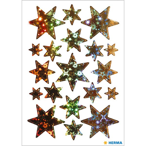 HERMA 3902 НАКЛЕЙКИ DECOR Н/ГОД ЗОЛ.ЗВЕЗДЫ ГОЛОГР.