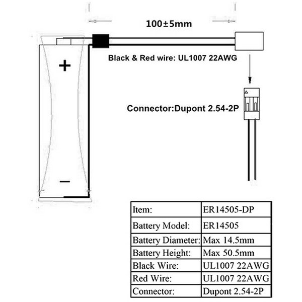 Батарейка ROBITON ER14505-DP AA с коннектором PH1