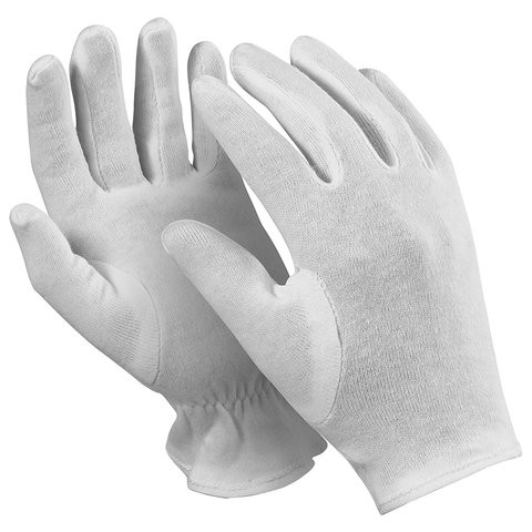 Перчатки хлопчатобумажные MANIPULA "Атом", КОМПЛЕКТ 12 пар, размер 9 (L), белые, ТТ-44
