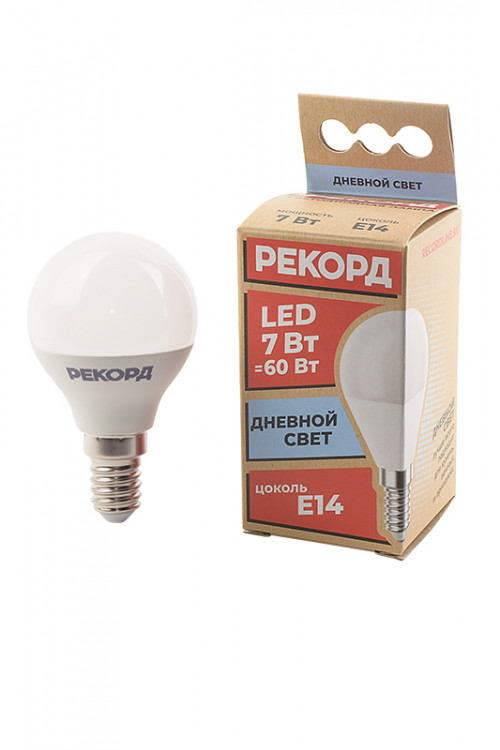 Лампа светодиодная РЕКОРД LED P45 7W Е14 4000К BL1