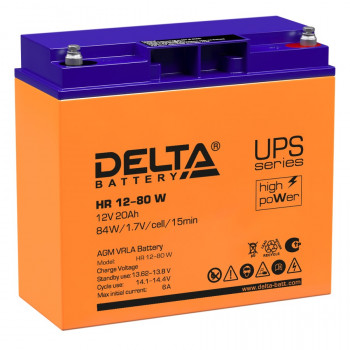 Energon Delta HR 12-80 W Аккумуляторная батарея DELTA HR 12-80 W (12В / 20Ач, Тип: AGM, Клемма: Болт М5, ДхШхВ: 181х77х167мм (Полная высота: 166мм), срок службы: 10 лет, Гарантия: 1г, вес: 6,5кг) 4614010630007; HR 12-80 W; HR12-80W;