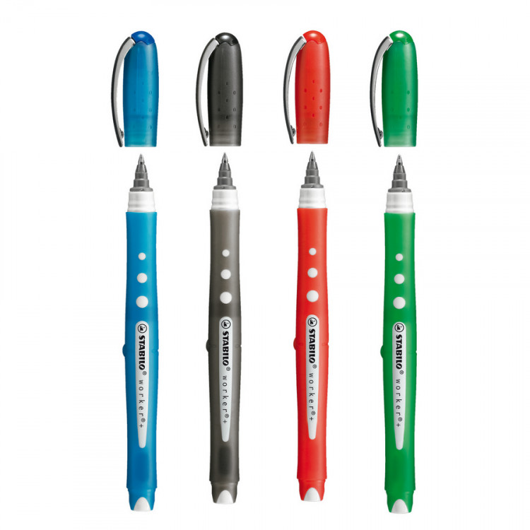 Ручка роллер STABILO worker colorful, 0,5 мм., набор 4 цвета (STABILO B-41567-10)