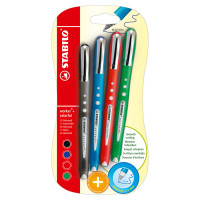Ручка роллер STABILO worker colorful, 0,5 мм., набор 4 цвета (STABILO B-41567-10)