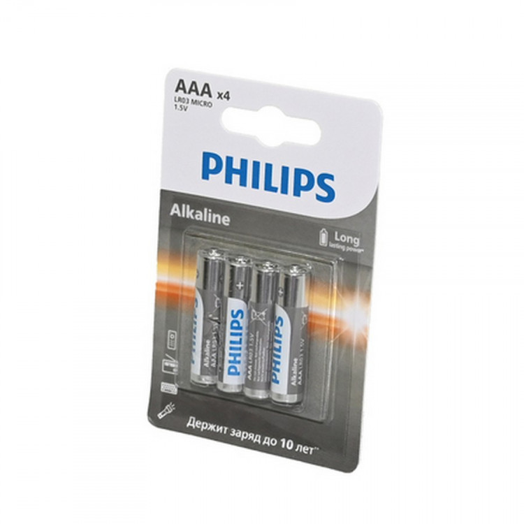 Батарейка PHILIPS Alkaline LR03A4B/51 LR03 BL4 (Комплект 4 шт.)