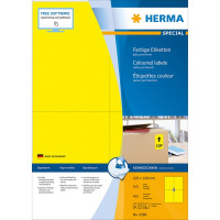 HERMA 4396 Этикетки самоклеющиеся Бумажные А4, 105.0 x 148.0, цвет: Желтый, клей: перманентный, для печати на: струйных и лазерных аппаратах, в пачке: 100 листов/400 этикеток