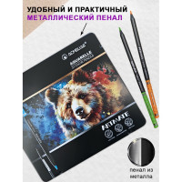 Набор цветных акварельных карандашей ACMELIAE Blackwood Artmate 24 цвета + кисточка, в металлическом футляре (ACMELIAE ART-AQ24)