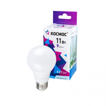 Лампа светодиодная КОСМОС LED11WA60E2765 11Вт Е27 6500K BL1 Тип: A/6.5K/F-11/90/174-265/60-E27Цена: за 1 шт.