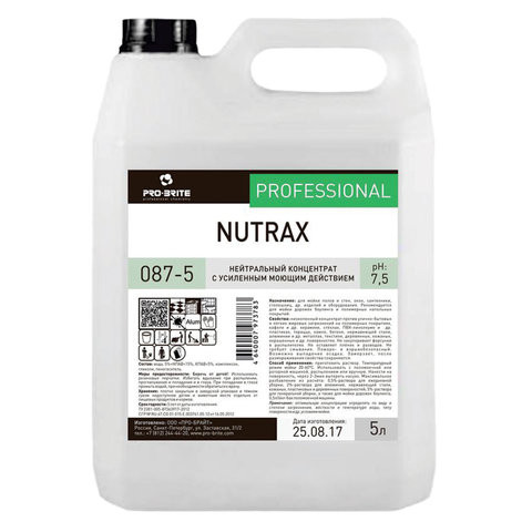 Средство моющее универсальное 5 л, PRO-BRITE NUTRAX, нейтральное, низкопенное, концентрат, 087-5