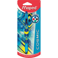 Ручка шариковая автоматическая Maped Cosmic Teens TwinTip4, одноразовая, двухсторонняя, 4 цвета, синий корпус (MAPED 229443)