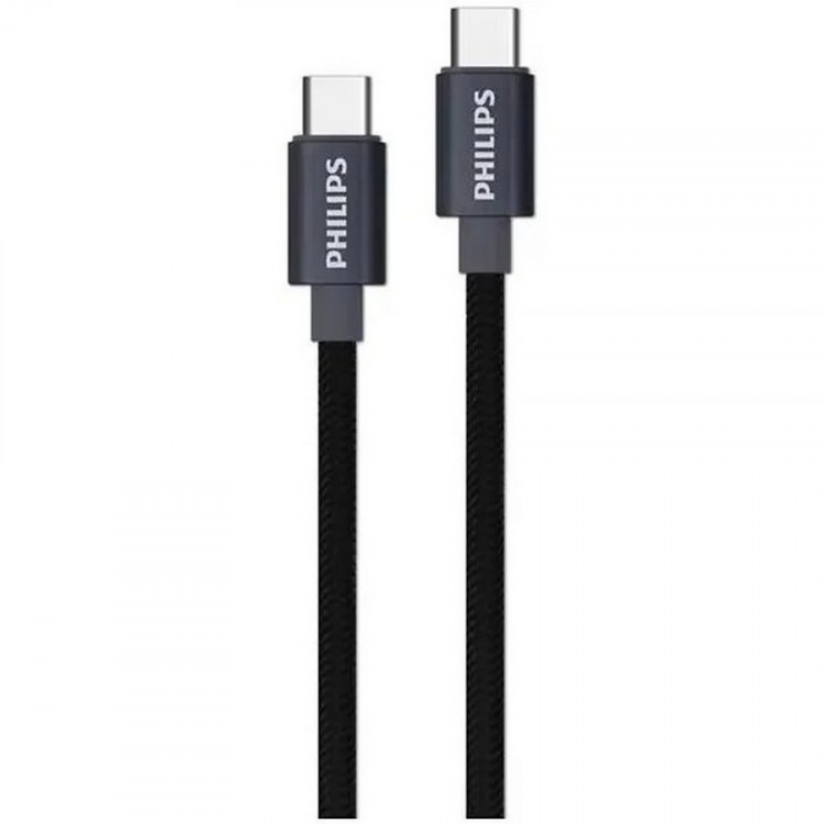 Кабель USB PHILIPS Type-C - Type-C Charge & Sync 1,2м, 60W, круглый, черный (PHILIPS DLC9533C/97)