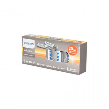 Батарейка PHILIPS Alkaline LR03A20BX/51 LR03  (Комплект 20 шт.) Тип: LR03Цена: за комплект