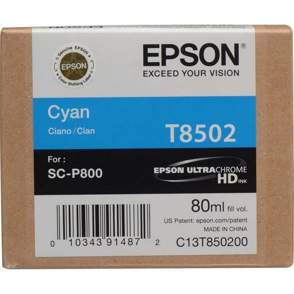 Epson C13T850200 Картридж голубой T8502 для Epson SureColor SC-P800 (80 мл)
