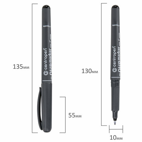 Маркер перманентный Centropen OHP-marker, 0,6 мм, черный, подходит для надписей на CD/DVD-дисках (Centropen 2636/1, 151113)