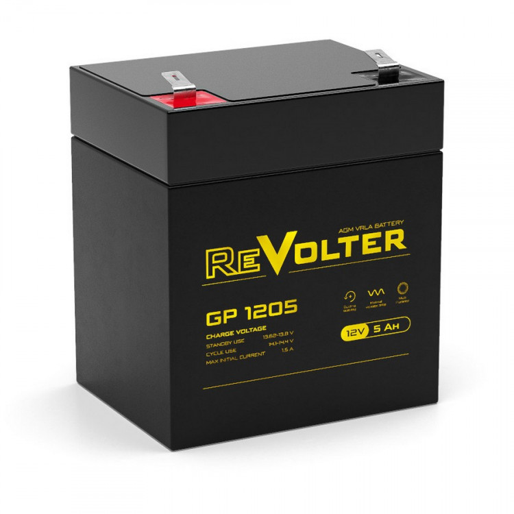 Energon Delta GP 1205 Аккумуляторная батарея REVOLTER (DELTA) GP 1205 (12В / 5Ач, Тип: AGM, Клемма: F2, ДхШхВ: 90x70x102мм (Полная высота: 103мм), срок службы: 5 лет, Гарантия: 1г, вес: 1,5кг)