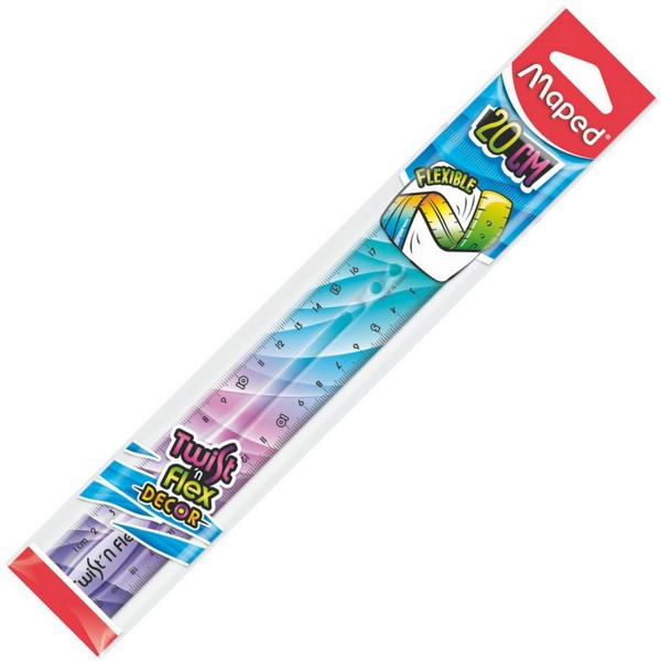 Линейка 20 см. MAPED Twist`n Flex Patterns неломающаяся, гибкая, с градуировкой, градиентная расцветка (MAPED 279215)