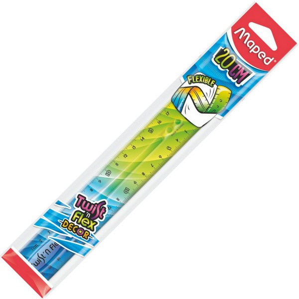 Линейка 20 см. MAPED Twist`n Flex Patterns неломающаяся, гибкая, с градуировкой, градиентная расцветка (MAPED 279215)