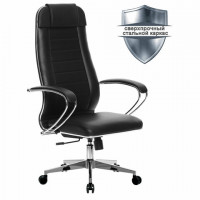 Кресло офисное МЕТТА "К-29" хром, экокожа, сиденье и спинка мягкие, черное