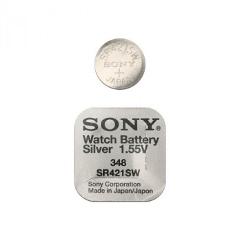 Батарейка SONY SR421SW 348 Уценка: использовать до 07/17 Тип: S421L (Цена указана за 1 Элемент питания . Упаковка: 1/10/100 шт.)