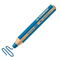 Карандаш Stabilo Woody "3 В 1": цветной карандаш, акварель и восковой мелок Темно-синий (STABILO 880/425)