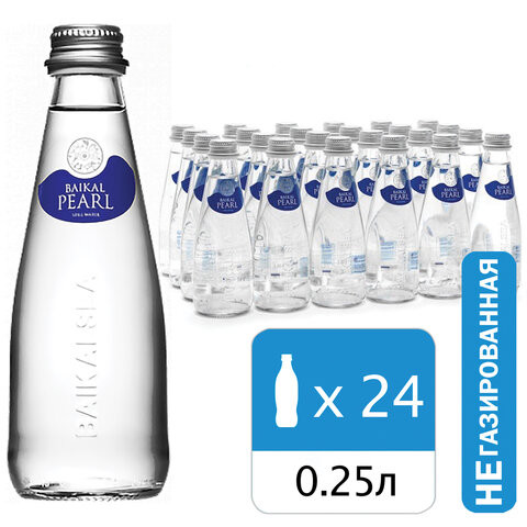 Вода негазированная минеральная BAIKAL PEARL 0,25 л, стеклянная бутылка, 4670010850399