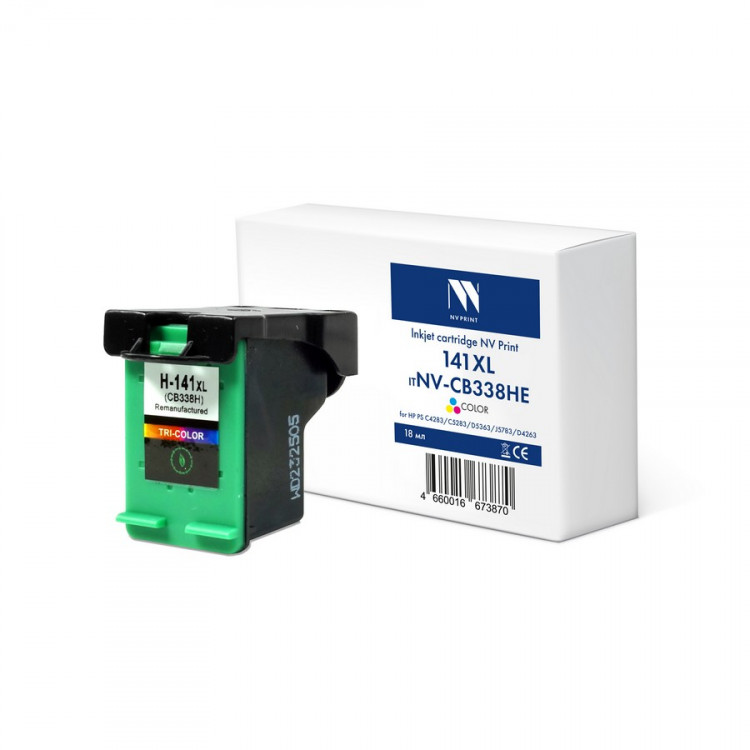 NV Print NVP-CB338HE Струйный картридж 141XL (NV-CB338HE) Color для HP PS C4283 / C5283 / D5363 / J5783 / D4263 (18 мл) совместимый