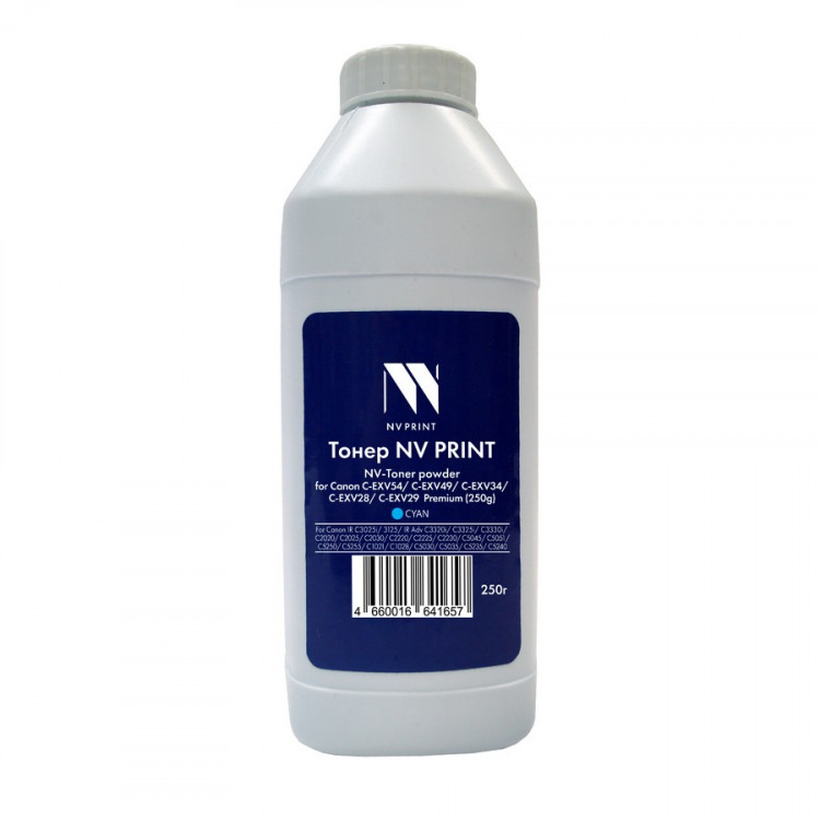 NV Print NVP-CEXV54-PR-250gC Тонер + девелопер для Canon C-EXV54, C-EXV51, C-EXV49, C-EXV34, C-EXV28, C-EXV29 (250г) Cyan для IR C3025i, 3125, IR Adv C3320i, C3325i, C3330i, C2020, C2025, C2030, C2220, C2225, C2230, C5045, C5051, C5250, C5255, C1021, C102